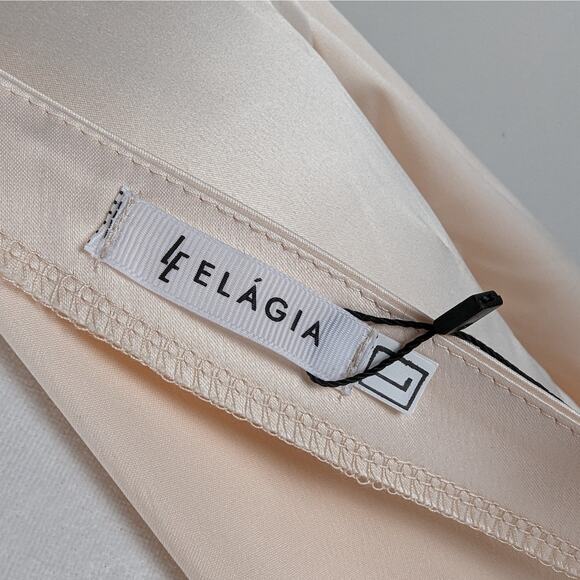 Elagia Cream Satin One-Shoulder Cut-Out Midi Dress Large NWT - Picture 10 of 12